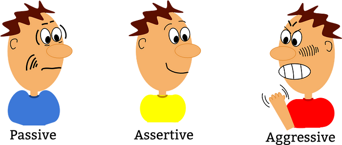 Cartoon of the same boy with three expressions: anxious, cheerful and angry